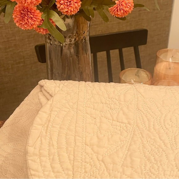 NEW Anthro White Cream Queen King Reversible Quilt Bedspread Blanket & Sham Set